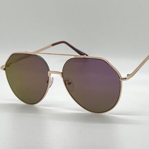 Sunglasses Purple Mirror Reflective‎ Lens Gold Frame Fashion Eyewear Classic New